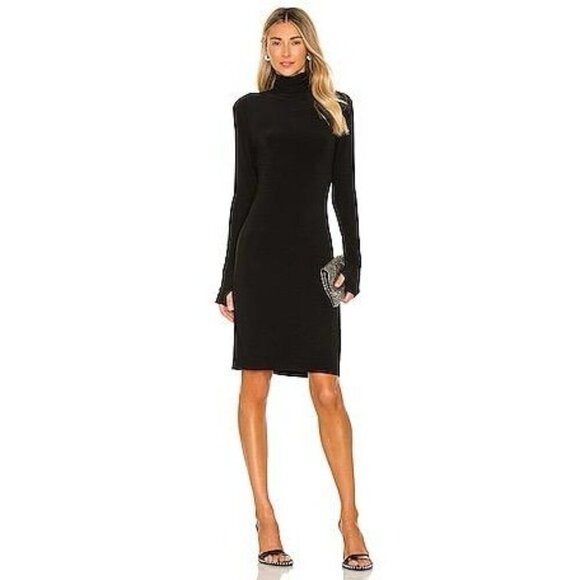 NORMA KAMALI Slim Fit Turtleneck Dress in Black WOmens size Small - Picture 1 of 10